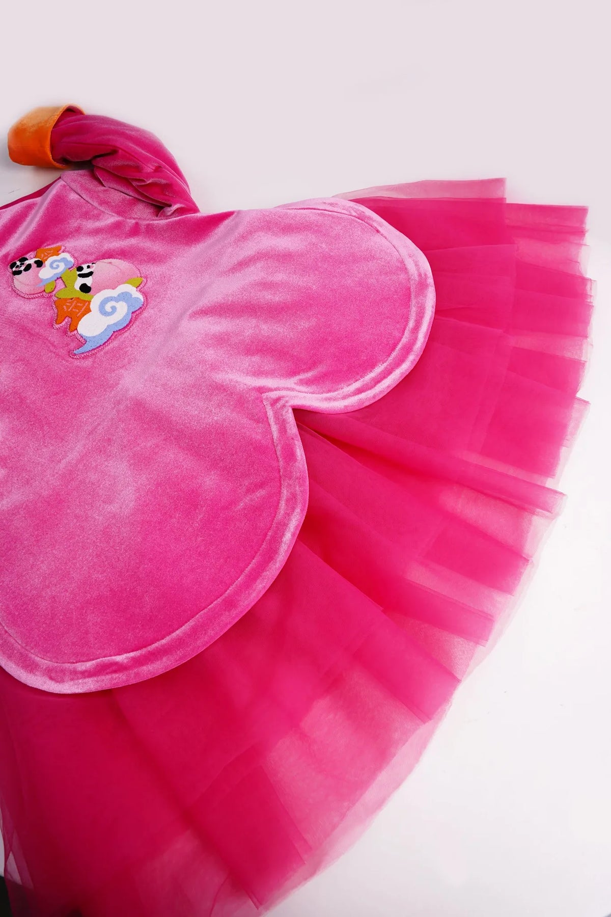 Poco Blush Peach Glow Chinese-Style Velvet Dress