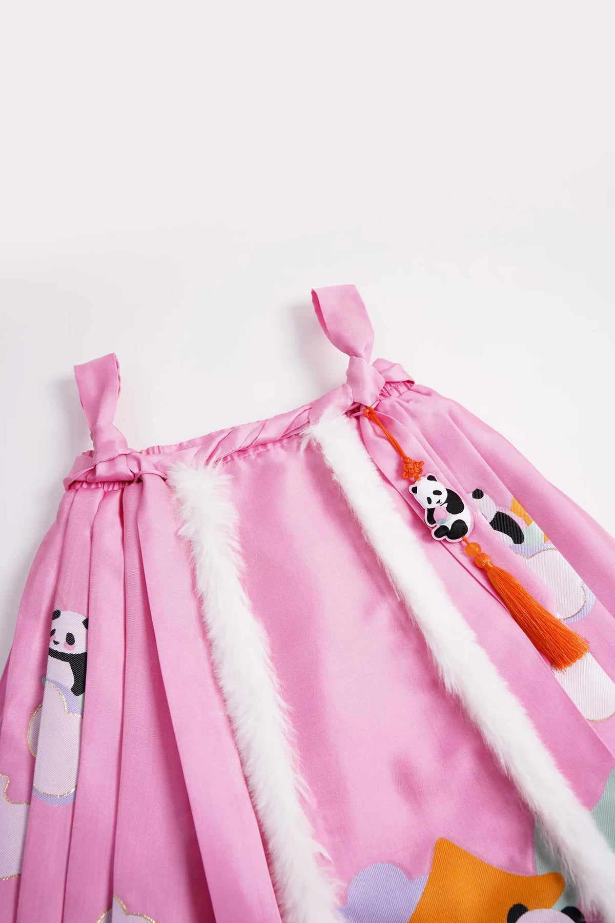 Poco Blush Chinese-Style Ma-Mian Skirt with Gold Embroidery