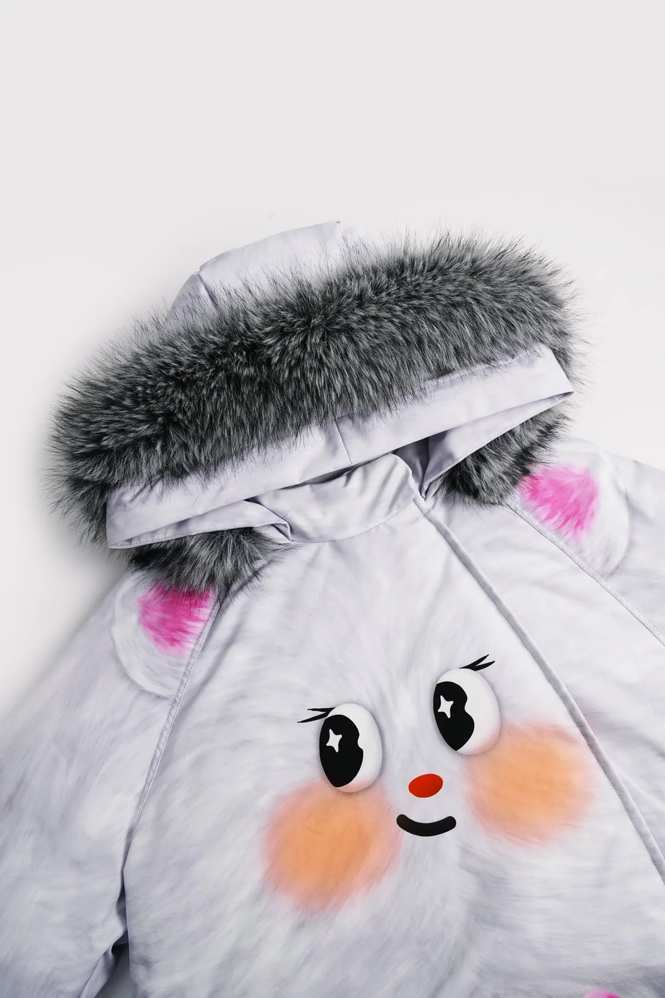 Poco Blush Printed Goose Down Jacket – Big Face Cat & Bow