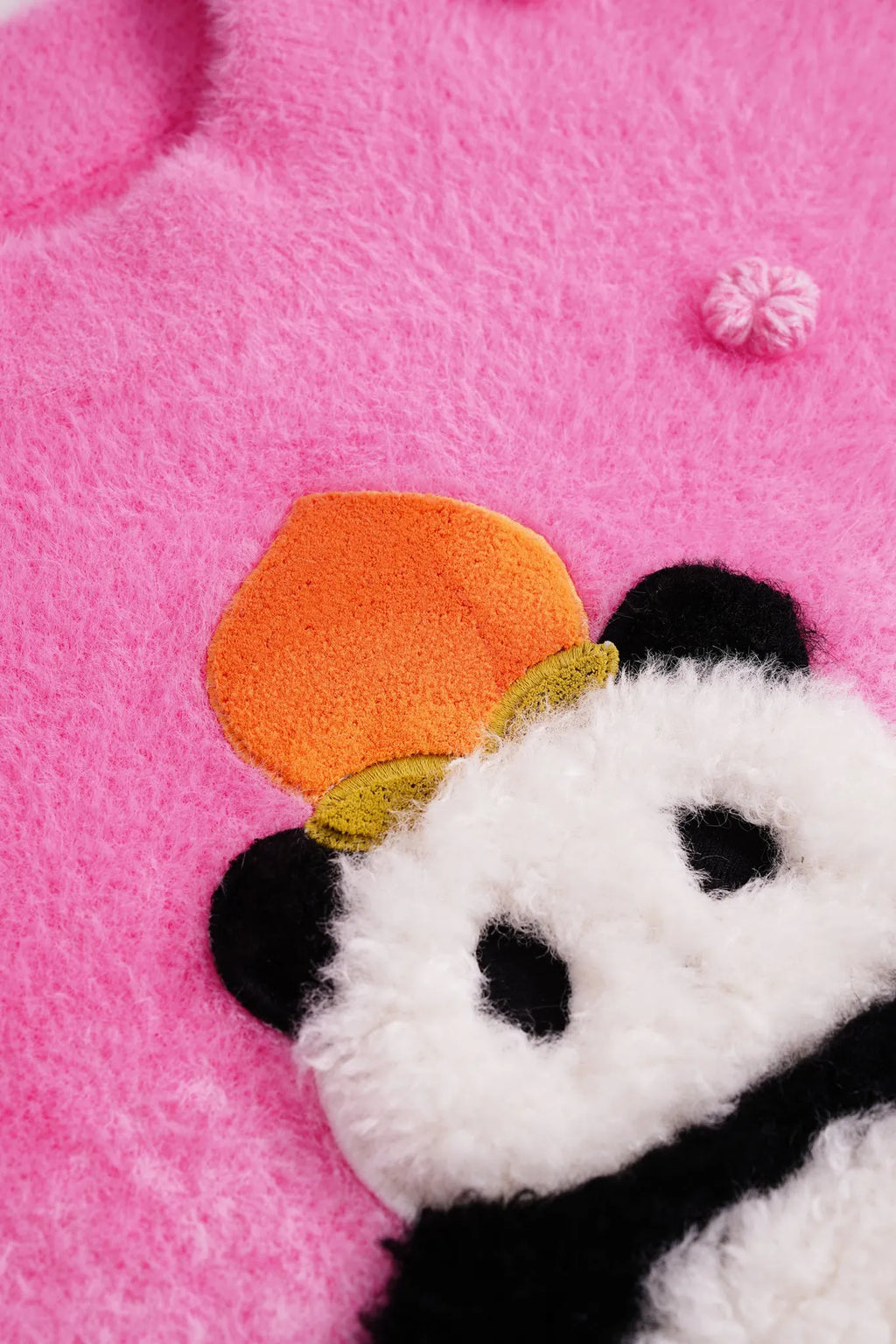 Poco Blush Panda & Peach Ombre Knit Sweater with Embroidered