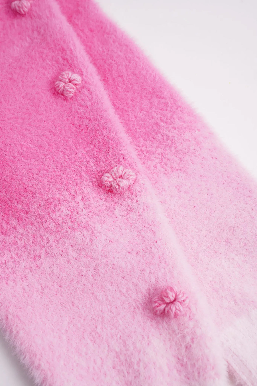 Poco Blush Panda & Peach Ombre Knit Sweater with Embroidered