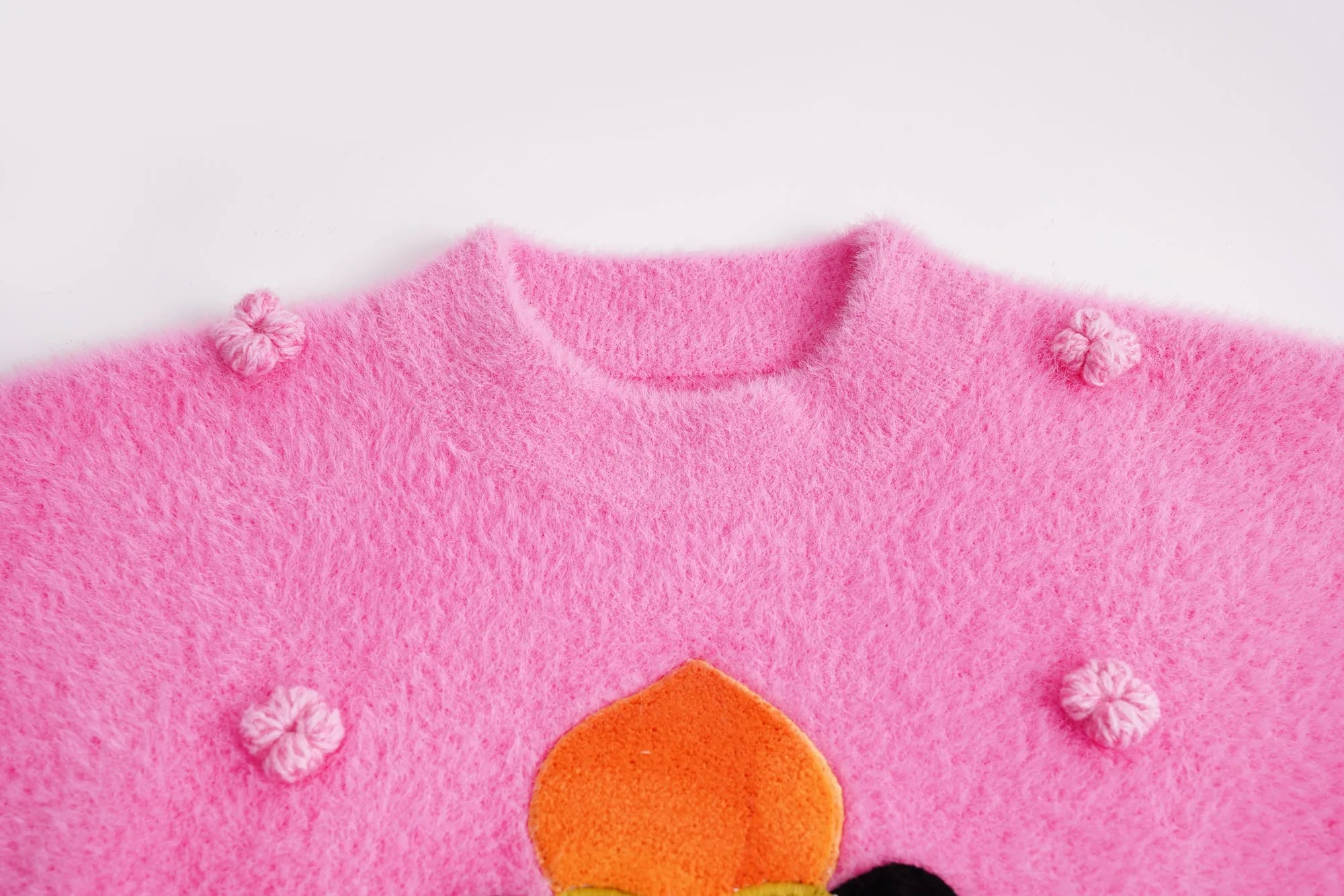 Poco Blush Panda & Peach Ombre Knit Sweater with Embroidered