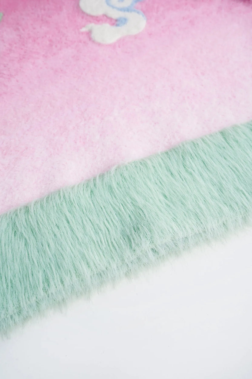 Poco Blush Peach Blush Ombre Faux-Mink Knit Sweater