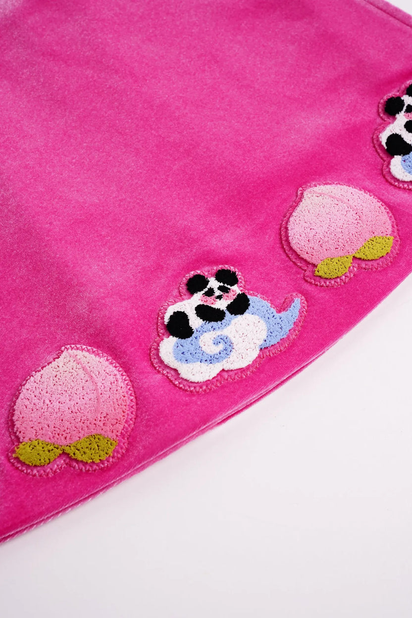 Panda and Peach Embroidered Wrap-Skirt Trousers by Poco Blush, image 9