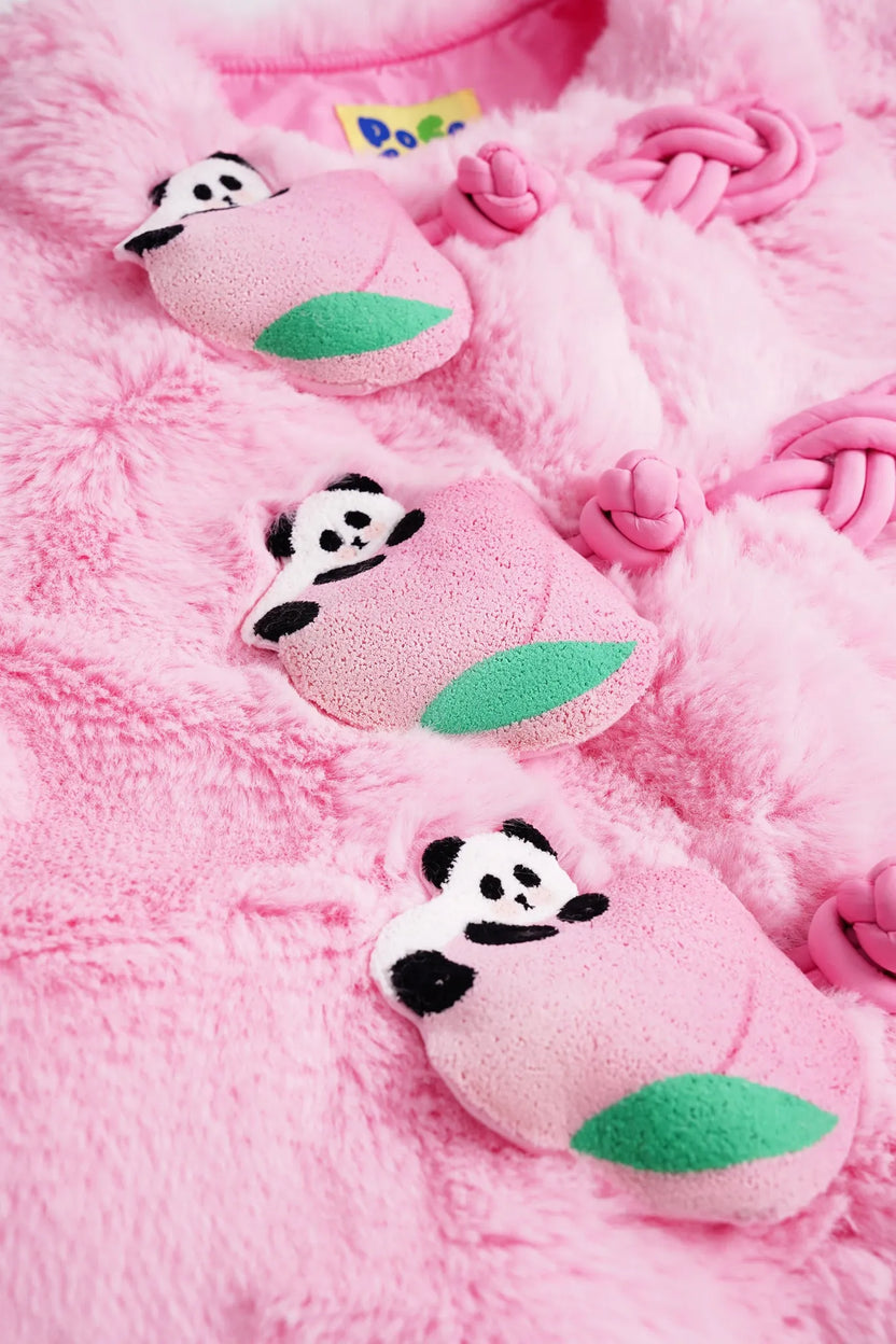 Faux-Fur Chinese-Style Jacket with Panda Frog Buttons by Poco Blush, image 8