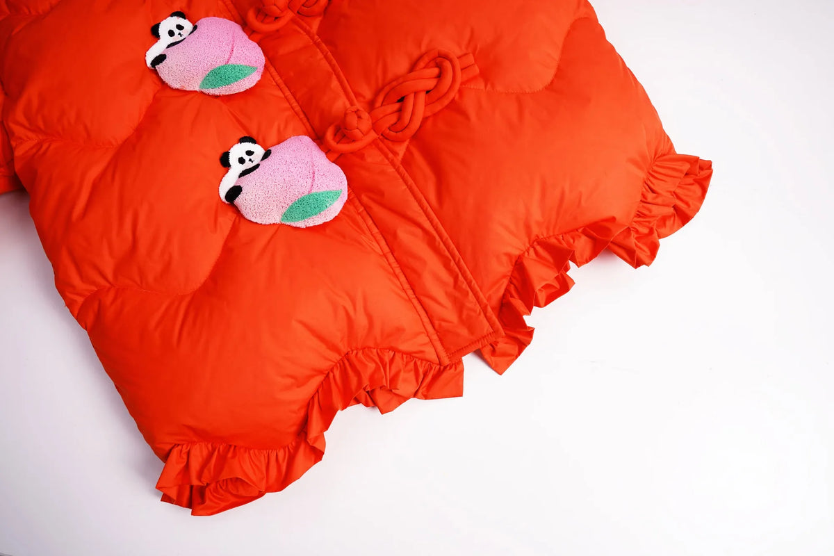 Chinese-Style Goose Down Coat with 3D Frog Buttons by Poco Blush, image 12
