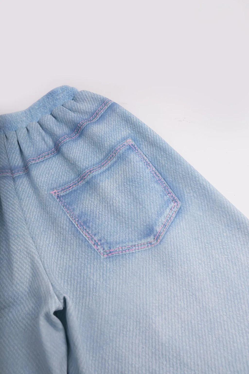Poco Blush Denim Joggers with Wing Print