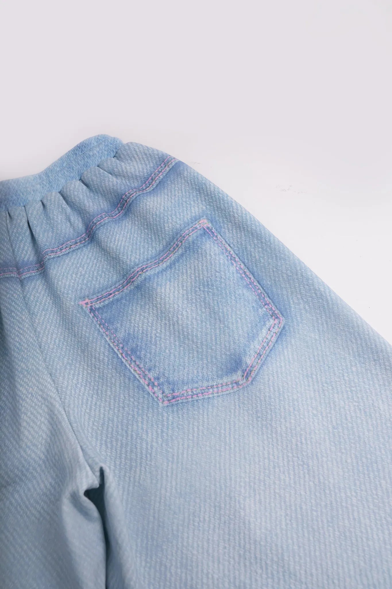 Poco Blush Denim Joggers with Wing Print