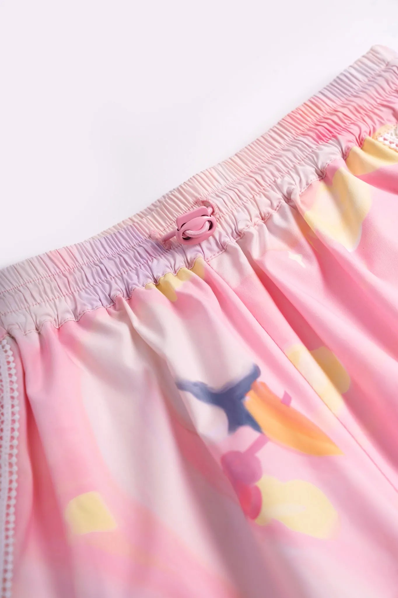 Poco Blush Swan Dream Parachute Pants with Lace Panels