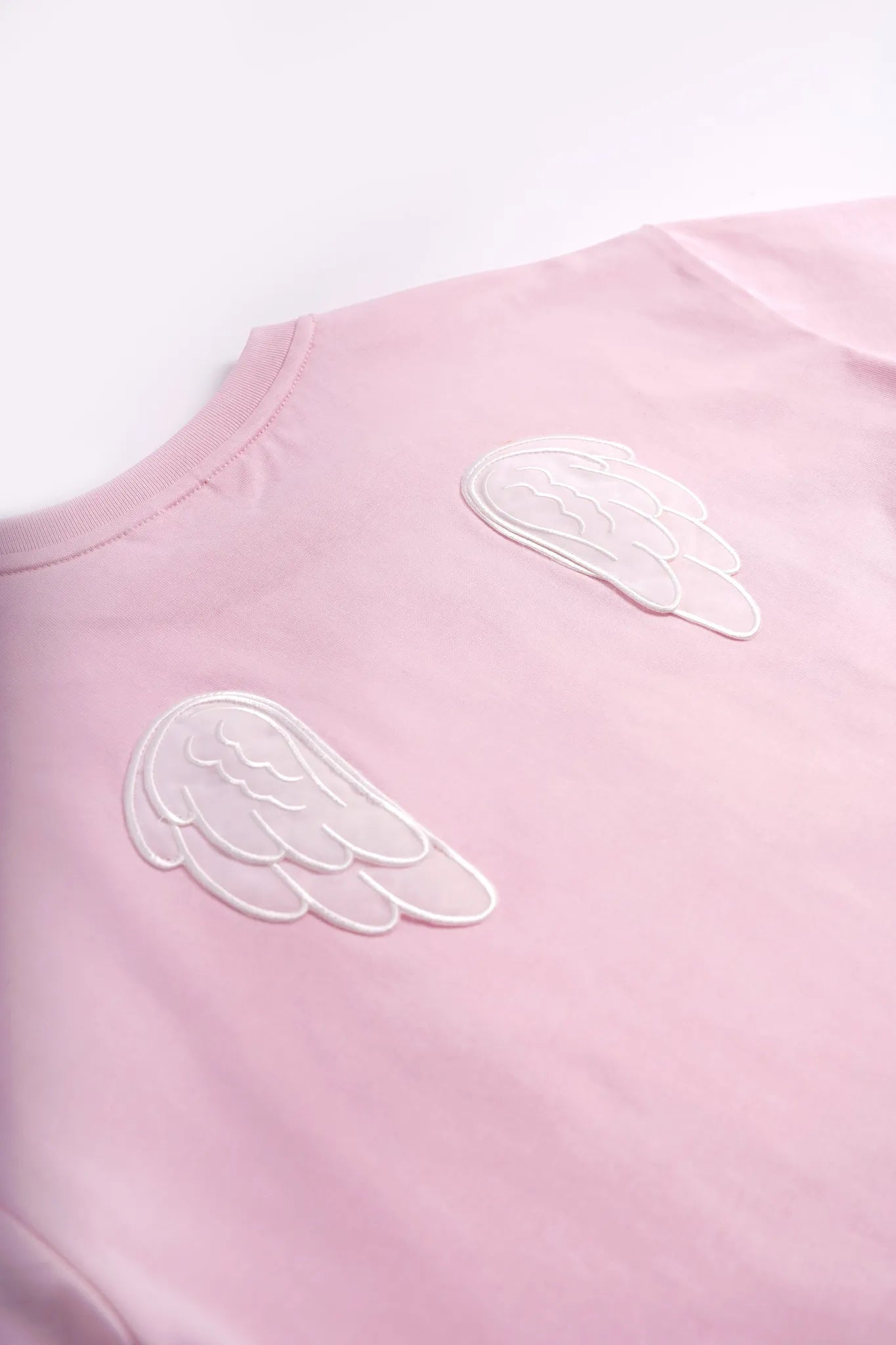 Poco Blush Embroidered Swan Tee with Wings