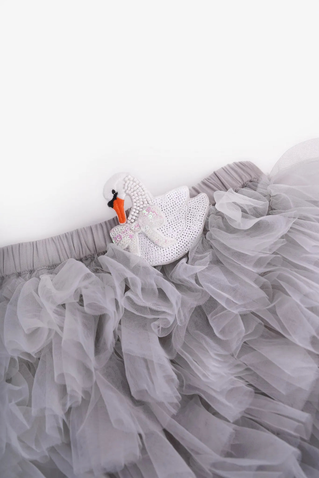 Poco Blush Swan Embroidered Tulle Skirt
