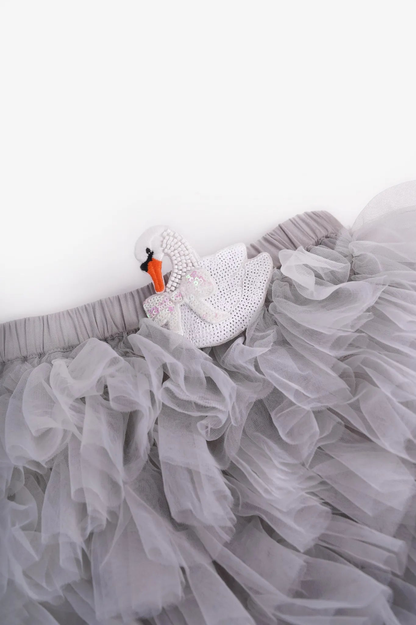 Poco Blush Swan Embroidered Tulle Skirt
