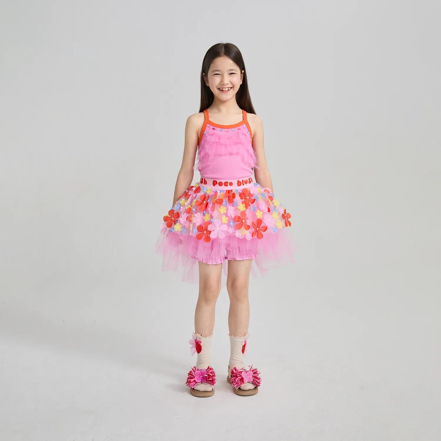 Poco Blush Tropical Flower Mesh Skort