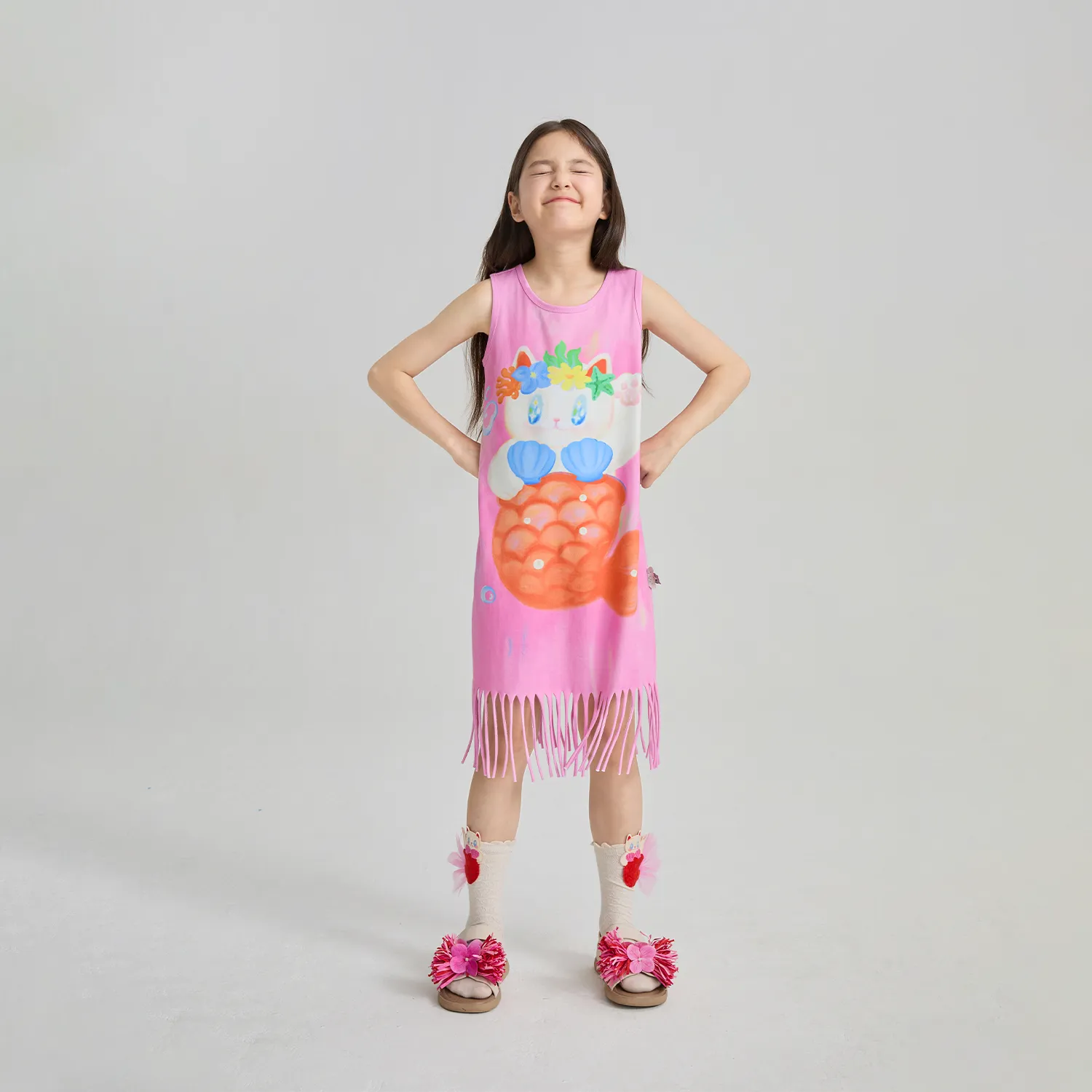 Poco Blush Hawaiian Mermaid Cat Tassel Maxi Skirt