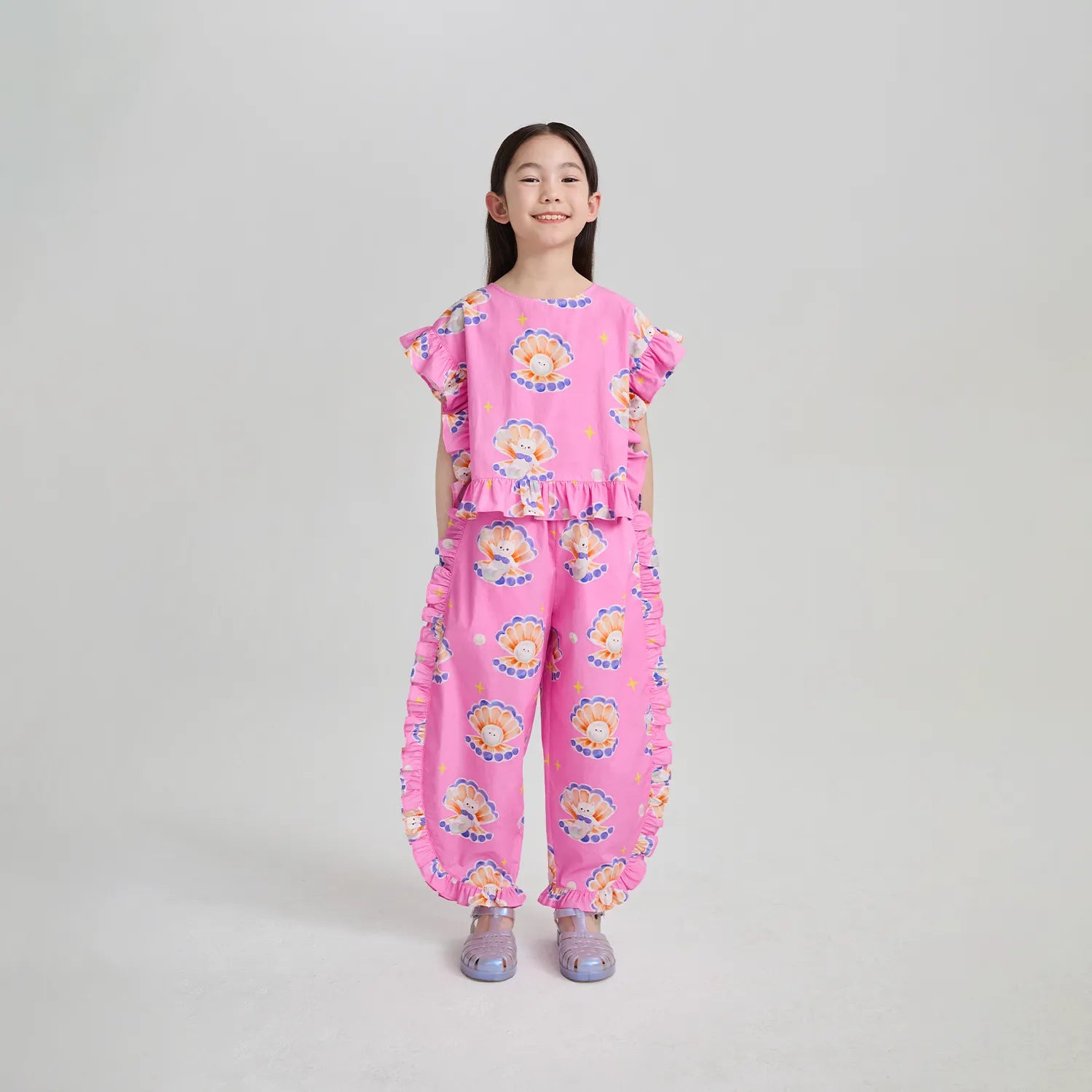Poco Blush Pearl Cat Shell Print Pants