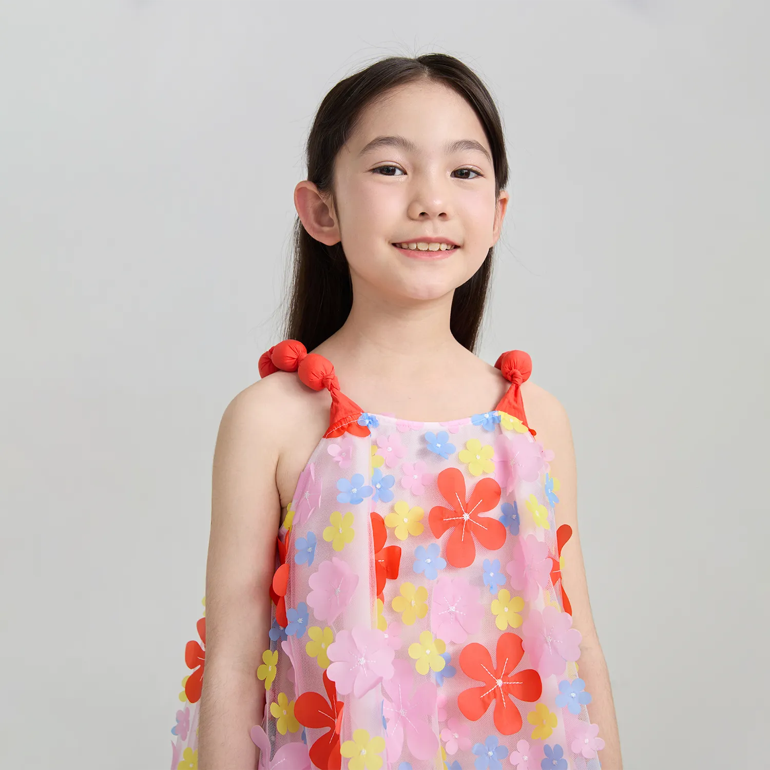 Poco Blush Tropical Bloom Embroidered Mesh Dress