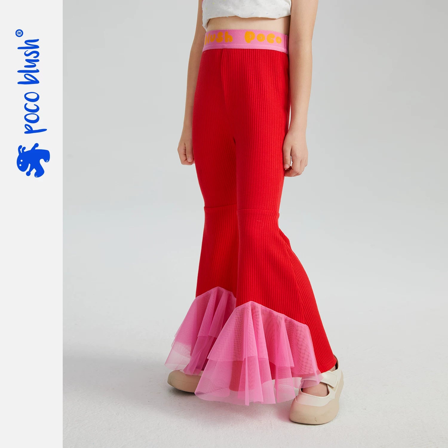 Poco Blush Lotus Mesh Flare Pants