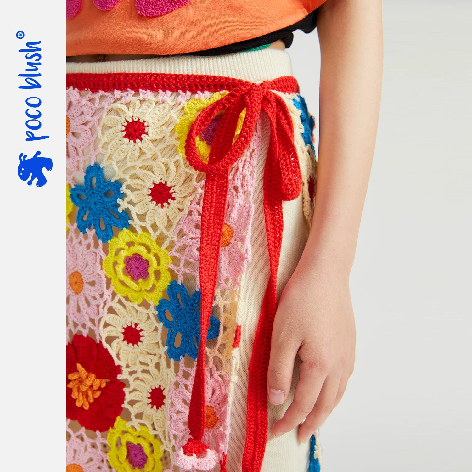 Poco Blush Hand-Crochet Camellia Wrap Skirt