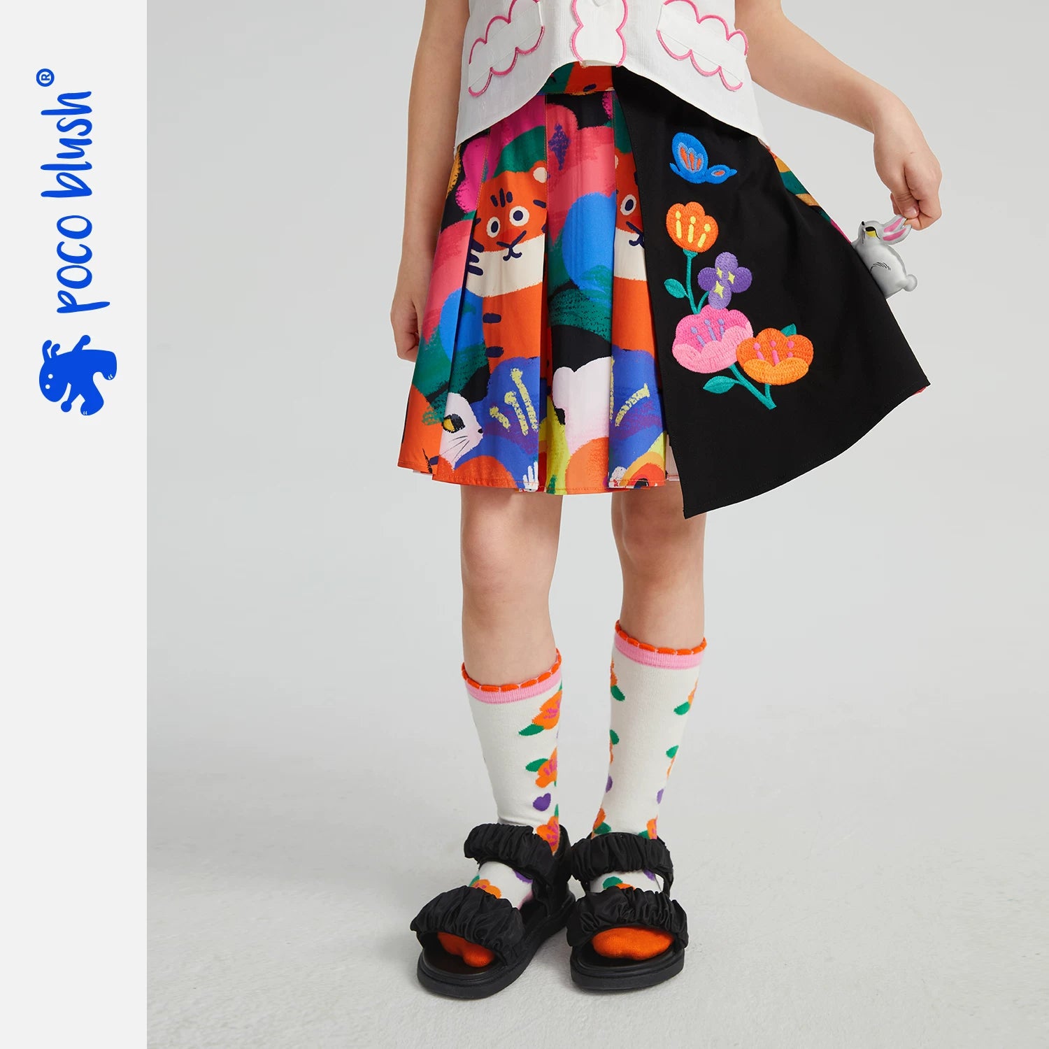 Poco Blush Rabbit Forest Pleated Skirt