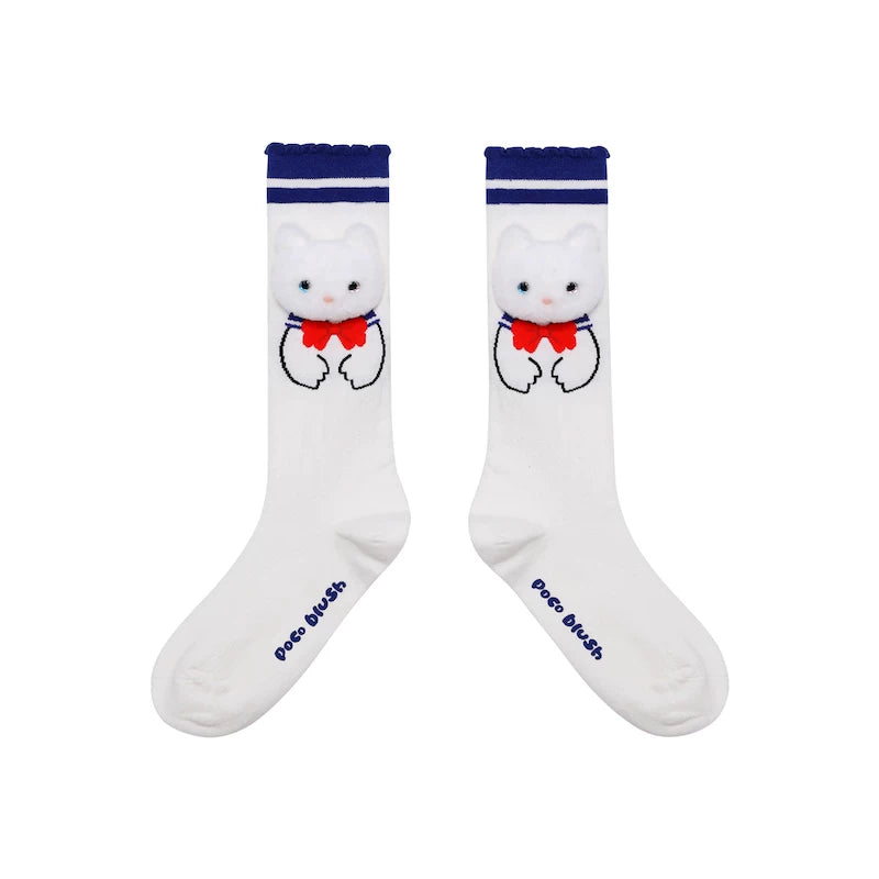Poco Blush Kitty Warriors Knee Socks Navy