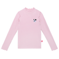 Ink-Wash Frill-Neck Base-Layer Top — Blossom Pink