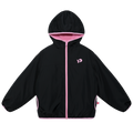 Ink-Wash Reversible Hooded Fleece Jacket — Black; front flat lay