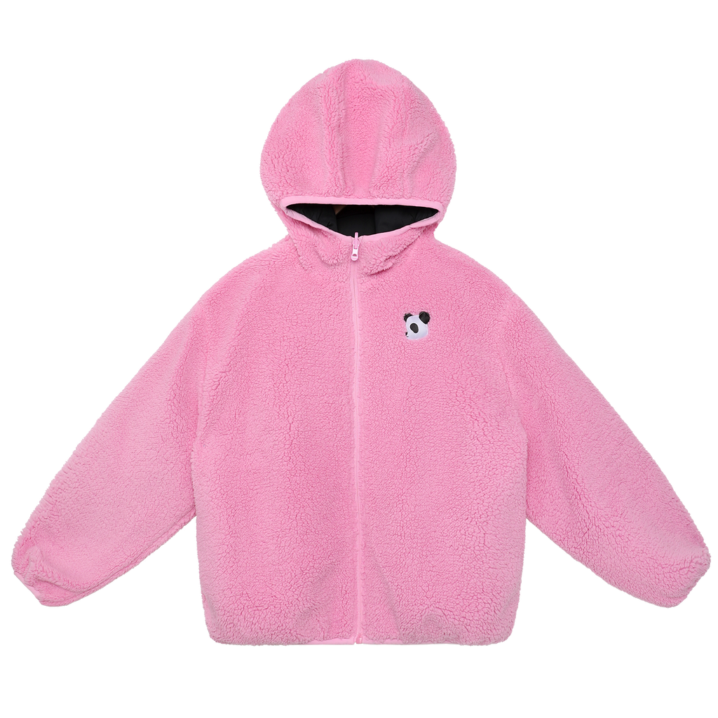 Ink-Wash Reversible Hooded Fleece Jacket — Black; the other wearable side of the same colourway