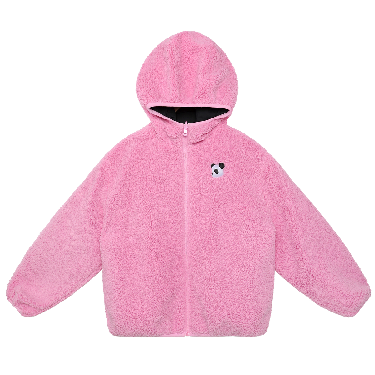 Ink-Wash Reversible Hooded Fleece Jacket — Black; the other wearable side of the same colourway