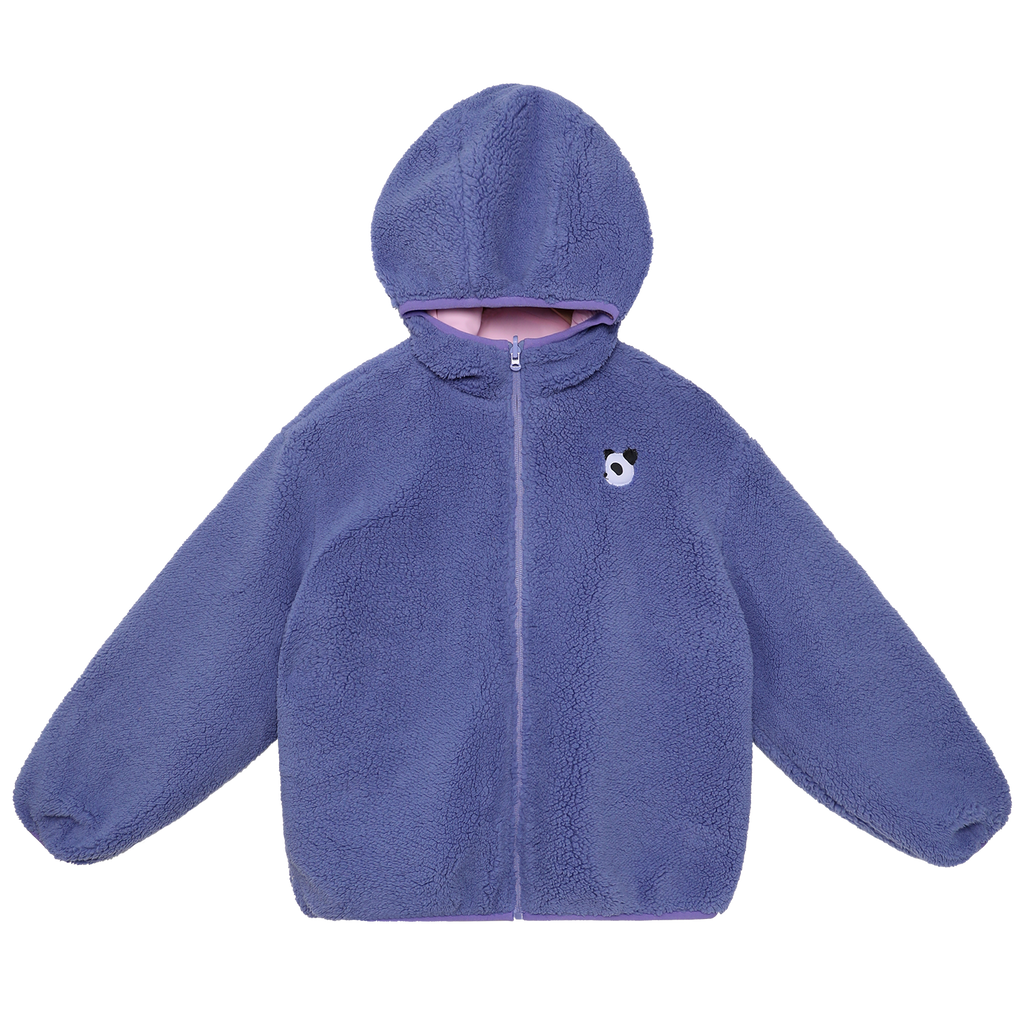 Ink-Wash Reversible Hooded Fleece Jacket — Peach Pink; the other wearable side of the same colourway