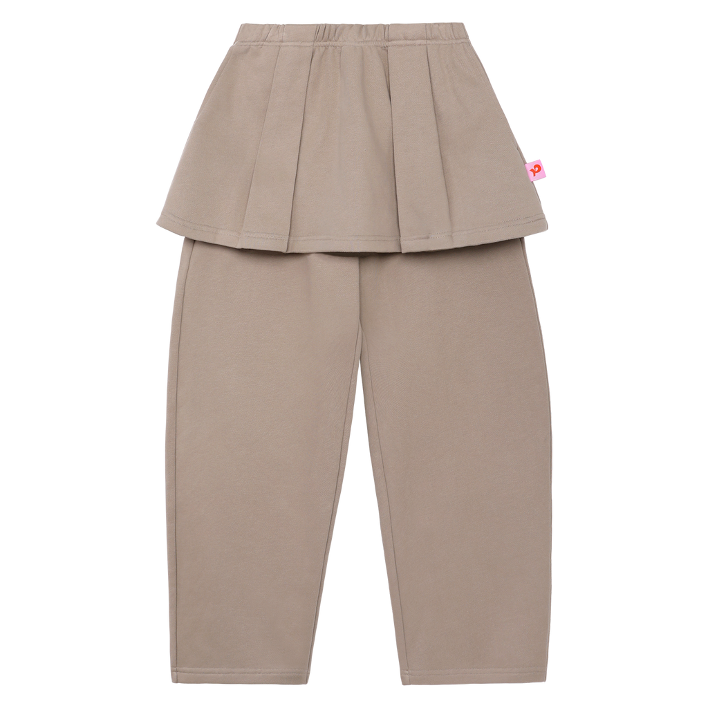 Set Ink-Wash cu pantaloni și fustă plisată — Maro deschis; set complet din două piese; pantalonii asortați și fusta plisată sunt incluse