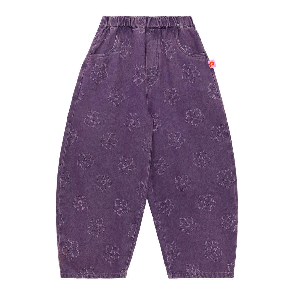 Pantalones vaqueros con flores Moon Rabbit — Morado glicina; vista frontal en plano