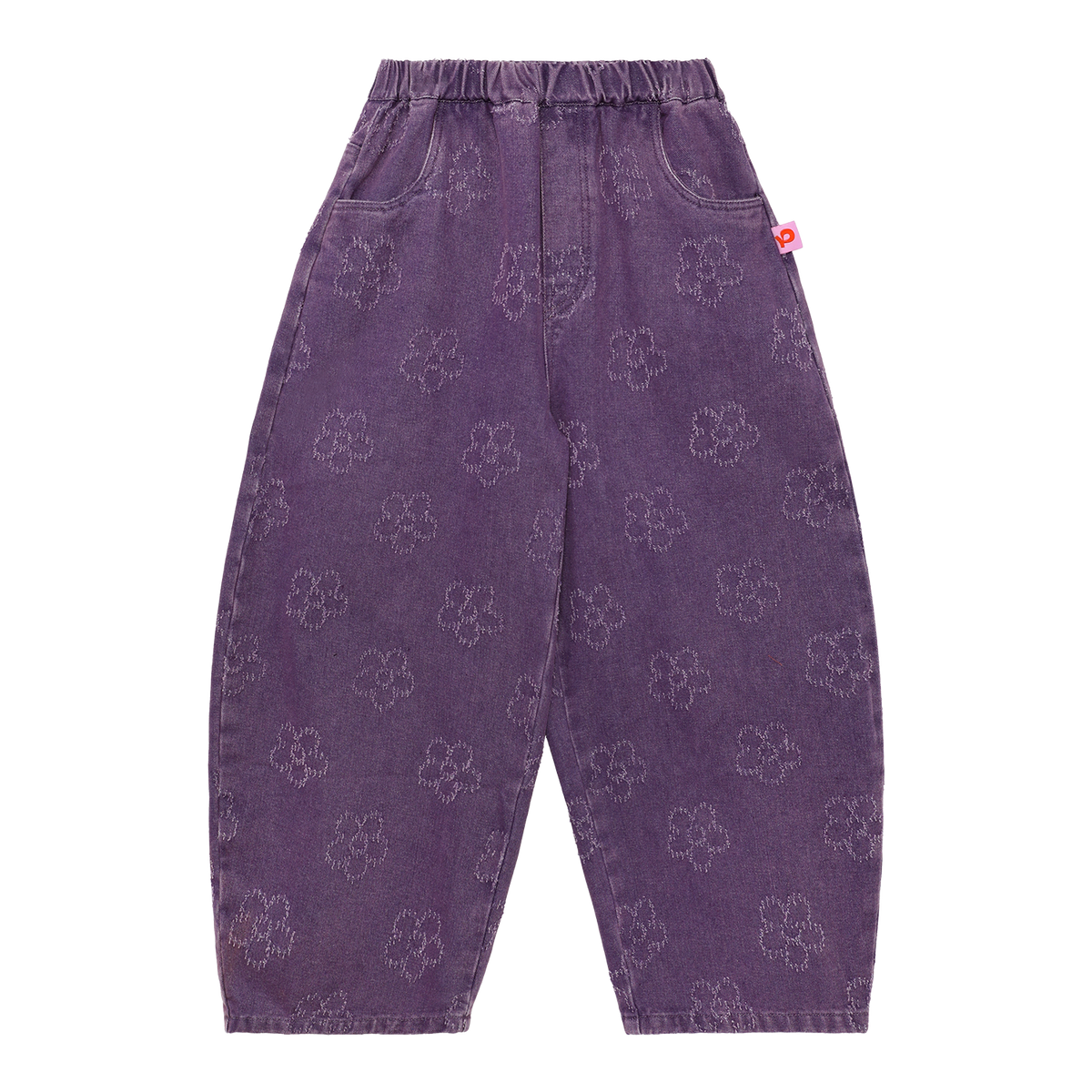 Pantalones vaqueros con flores Moon Rabbit — Morado glicina; vista frontal en plano