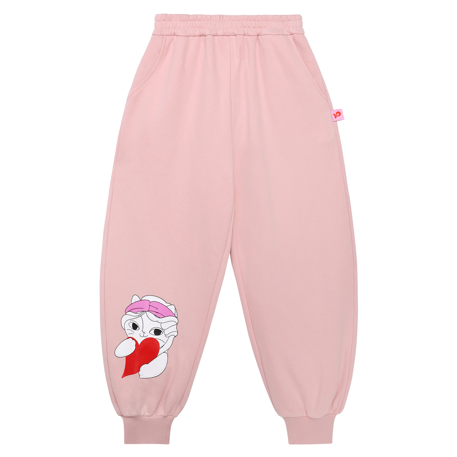 Hide-and-Seek Cat Joggers — Dusty Pink; front flat lay