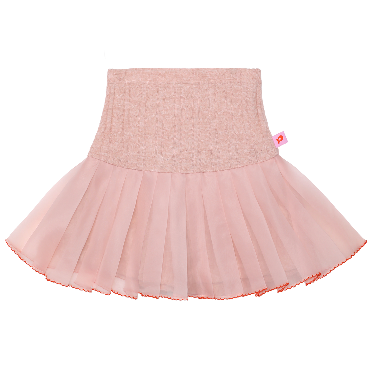 Cat-Story Pleated Organza Knit Skirt — Dusty Pink; front flat lay
