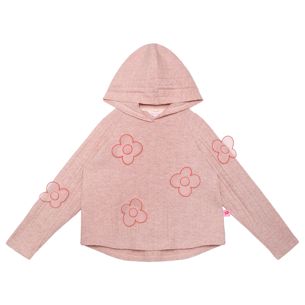 Cat-Story Organza Flower Sweater — Dusty Pink; front flat lay