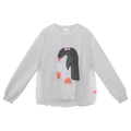 Ink-Wash Organza Embroidered Sweater — Pencil Grey; front flat lay