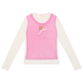 Ink-Wash Layered-Look Sweater in Pink — Milk White; front flat lay