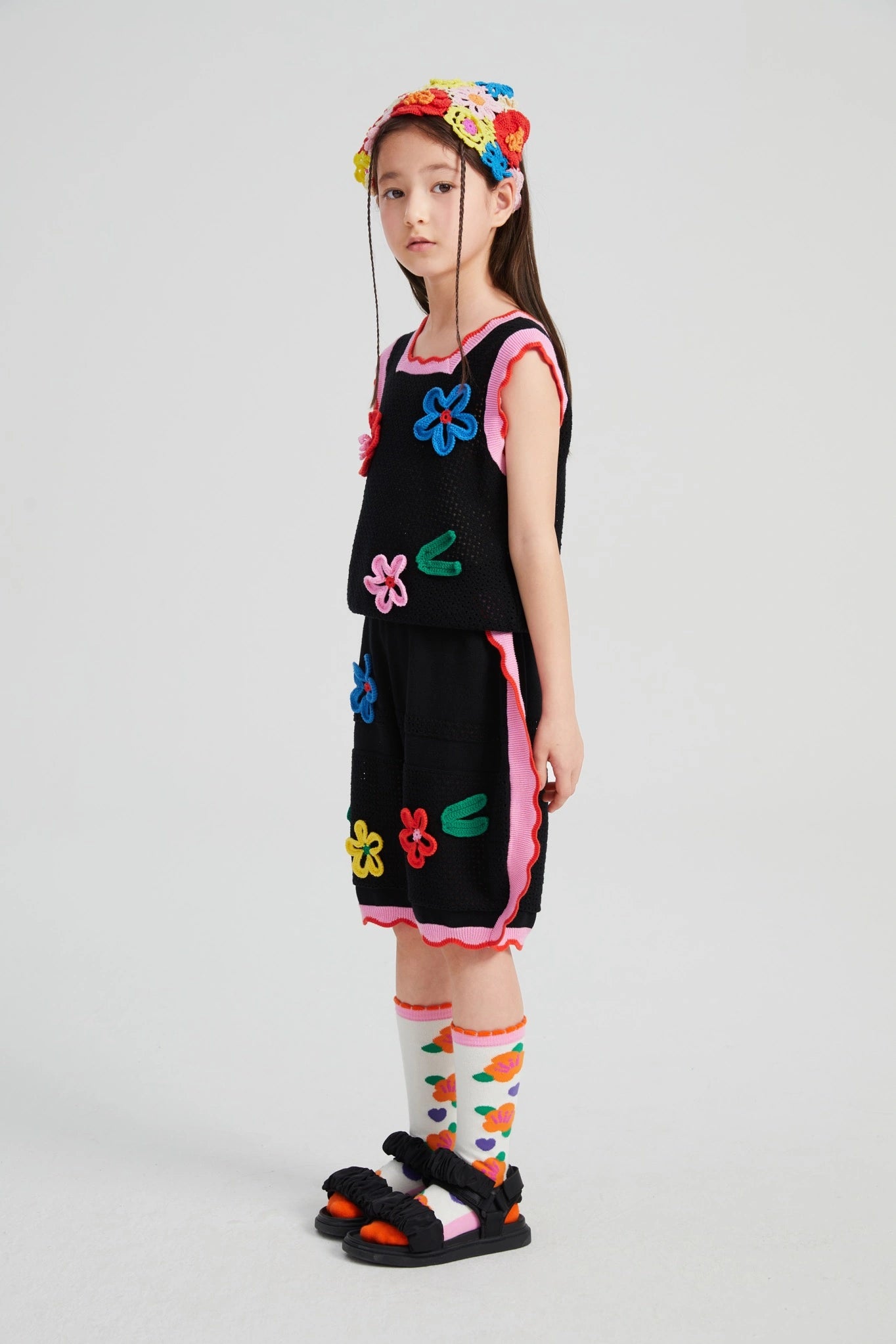 Poco Blush Camellia Blooms Lace Knit Tank