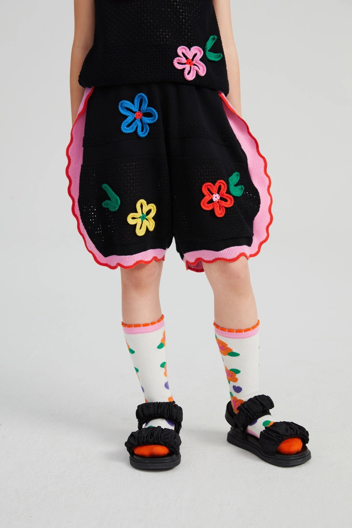 Poco Blush Camellia Blooms Lace Knit Tank