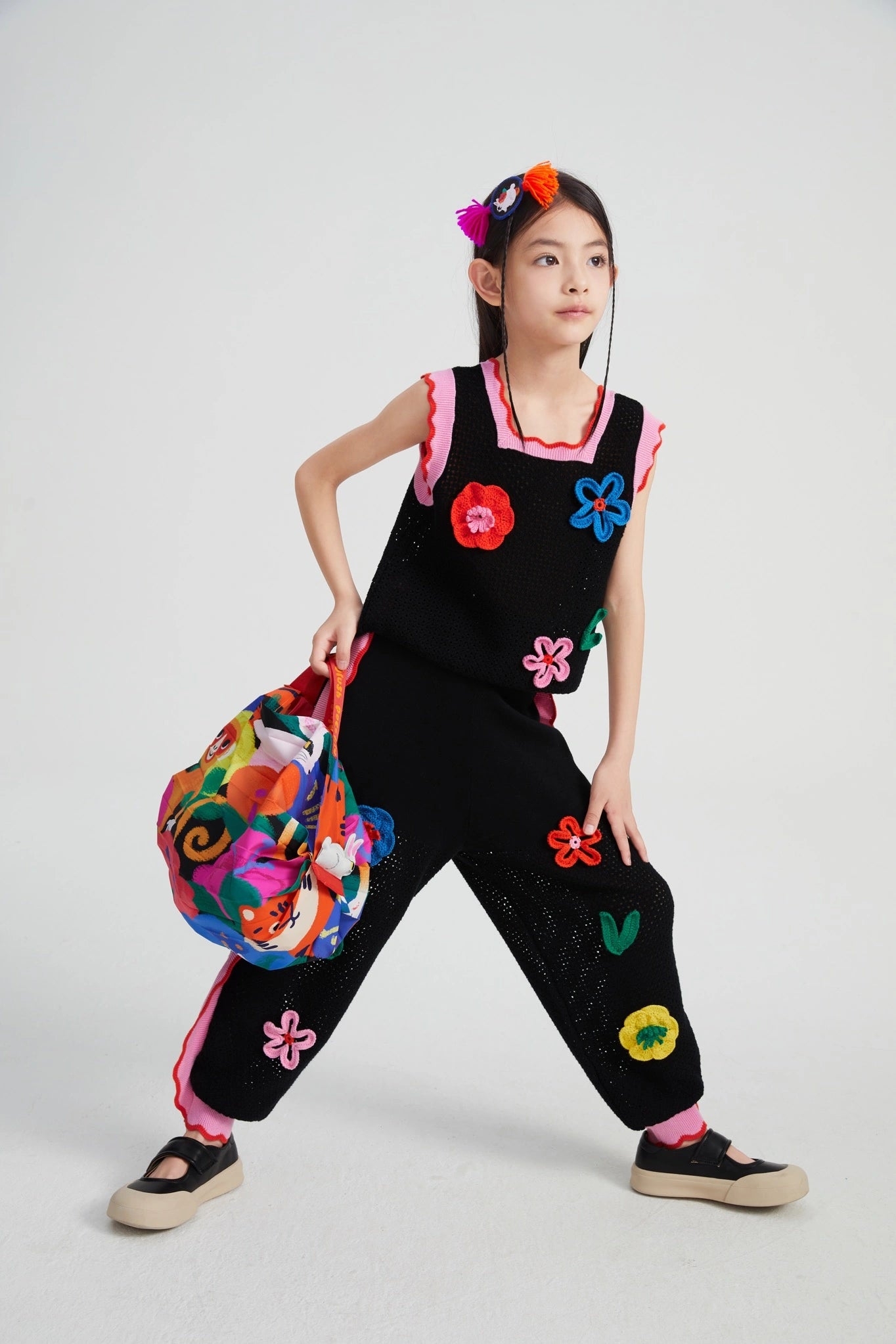 Poco Blush Camellia Blooms Lace Knit Tank