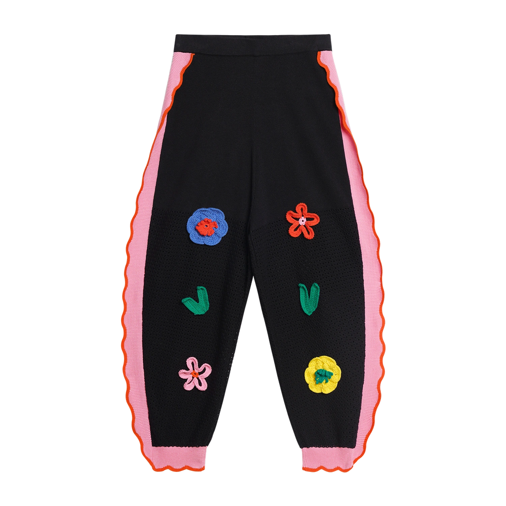 Poco Blush Camellia Blooms Lace Knit Shorts