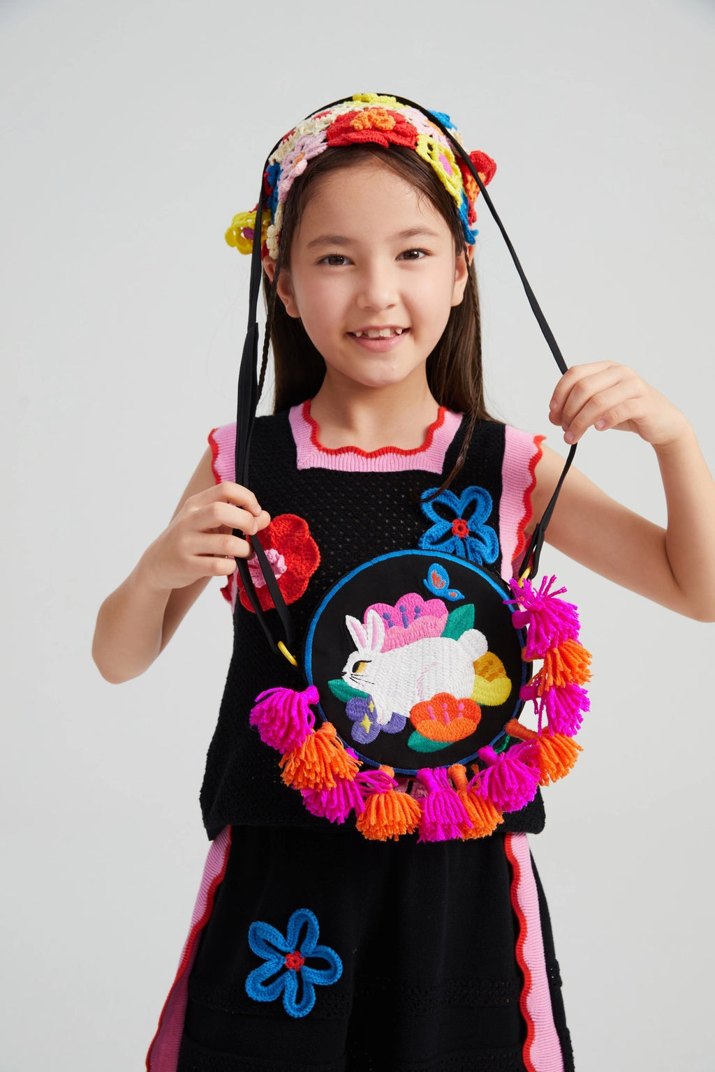 Poco Blush Camellia Blooms Lace Knit Shorts