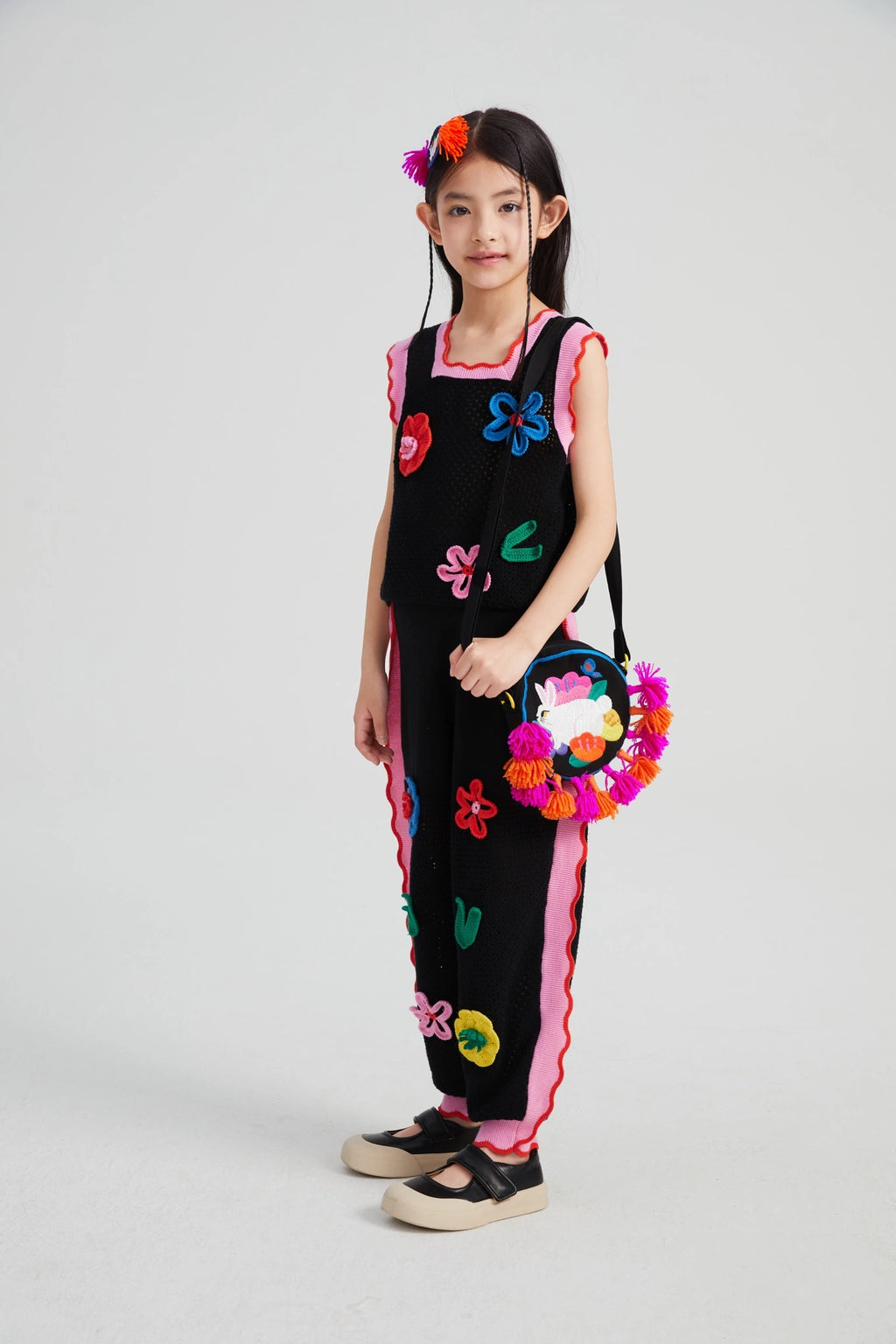 Poco Blush Camellia Blooms Lace Knit Shorts