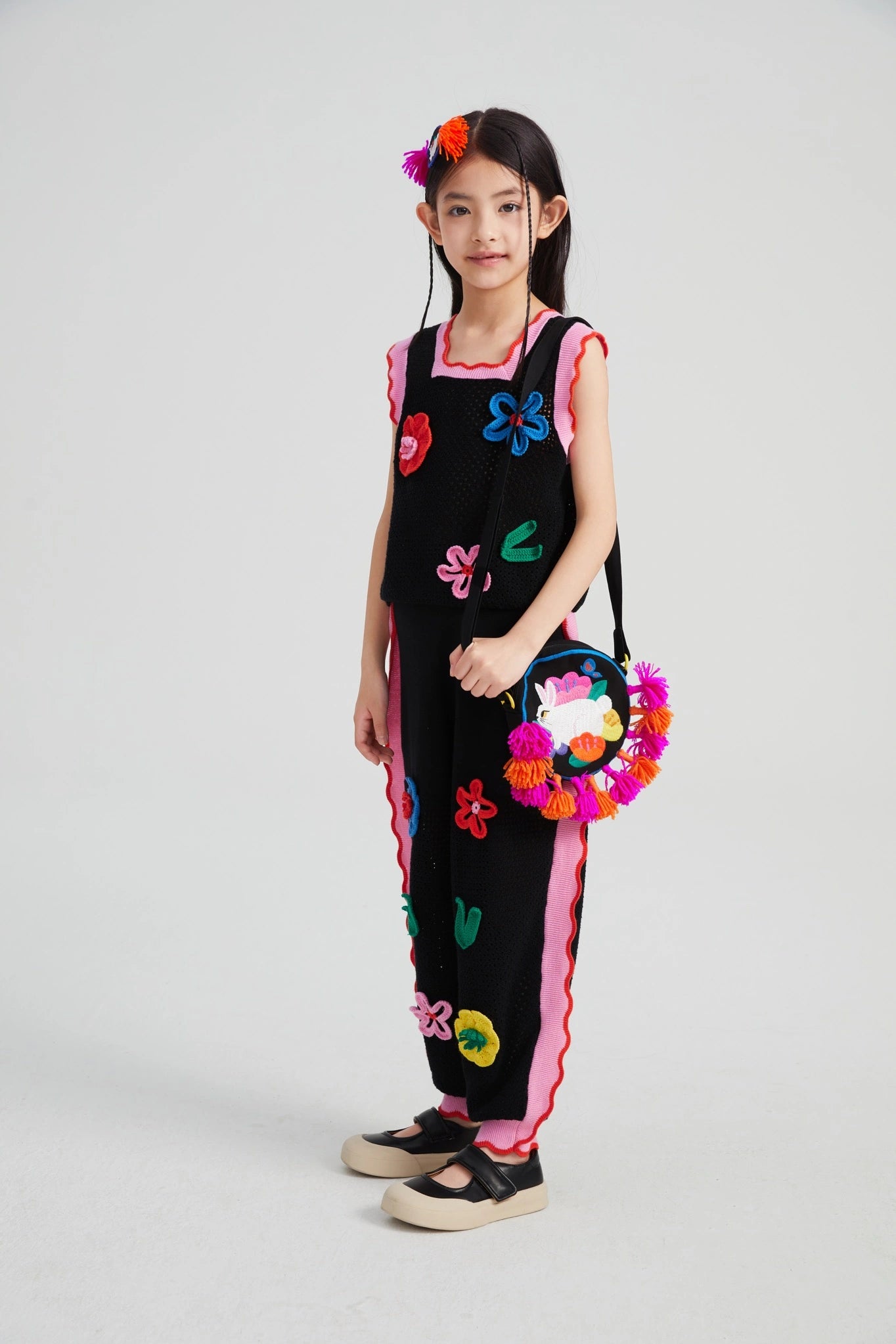 Poco Blush Camellia Blooms Lace Knit Shorts