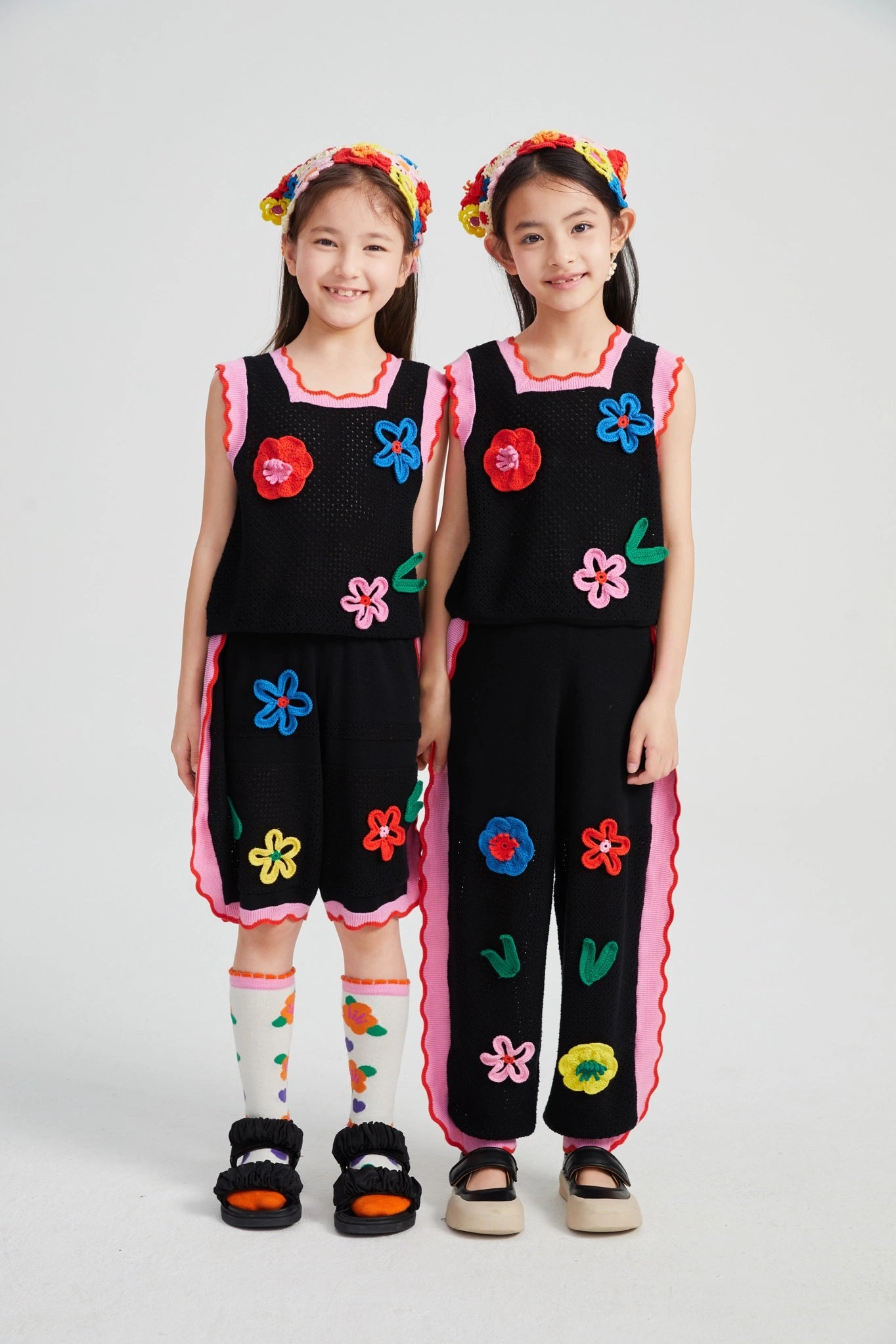 Poco Blush Camellia Blooms Lace Knit Shorts