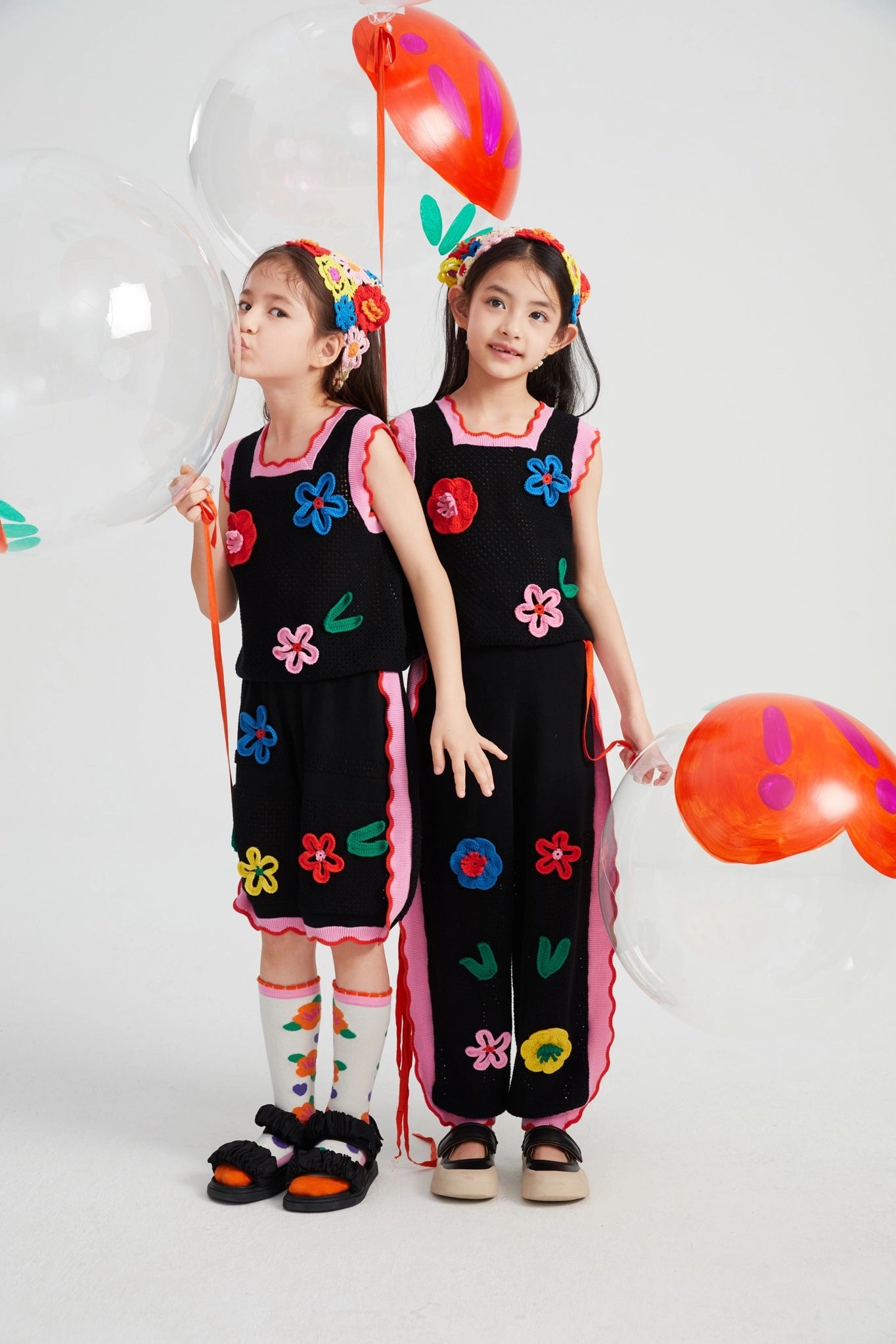 Poco Blush Camellia Blooms Lace Knit Shorts