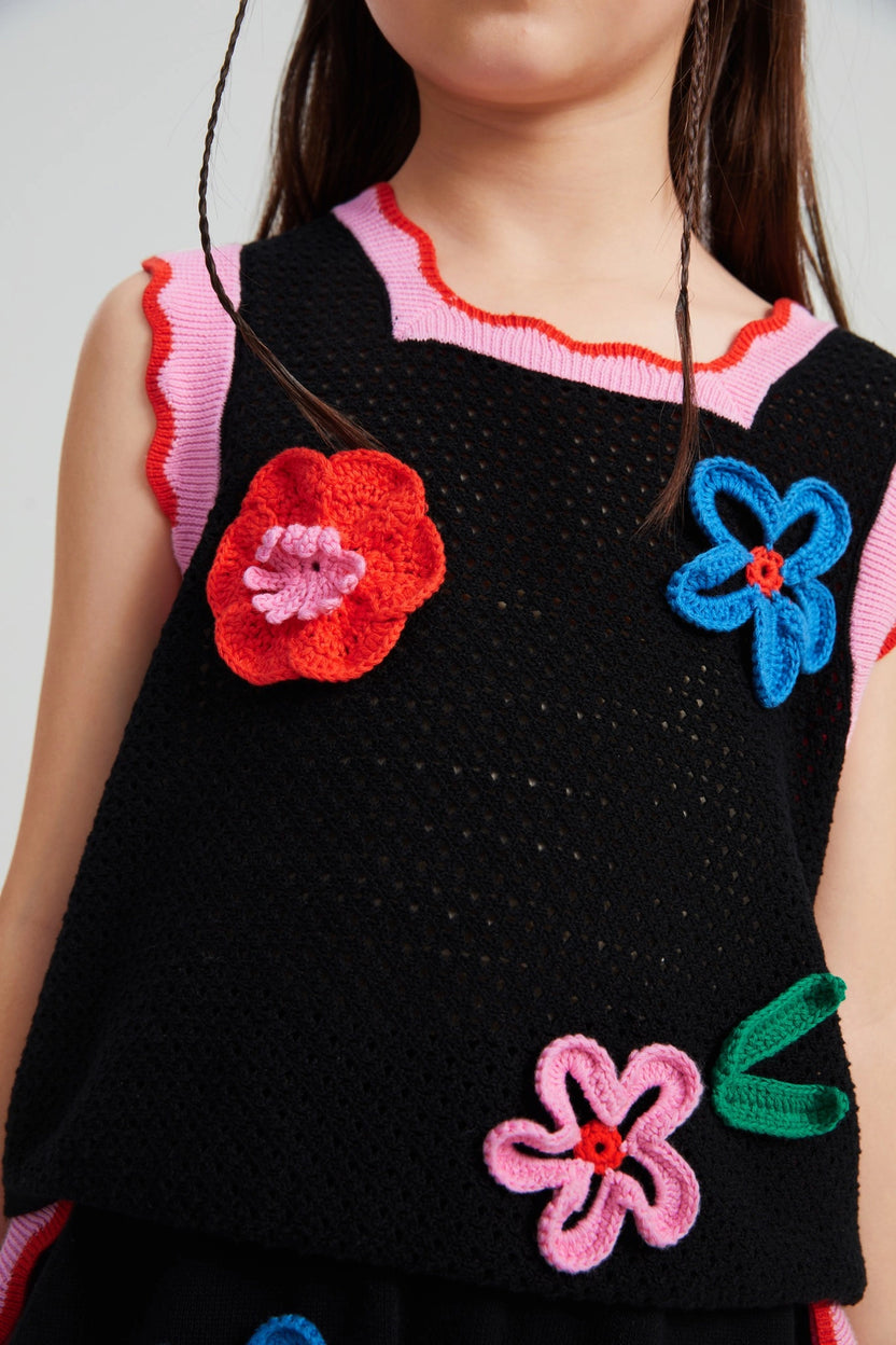 Poco Blush Camellia Blooms Lace Knit Shorts