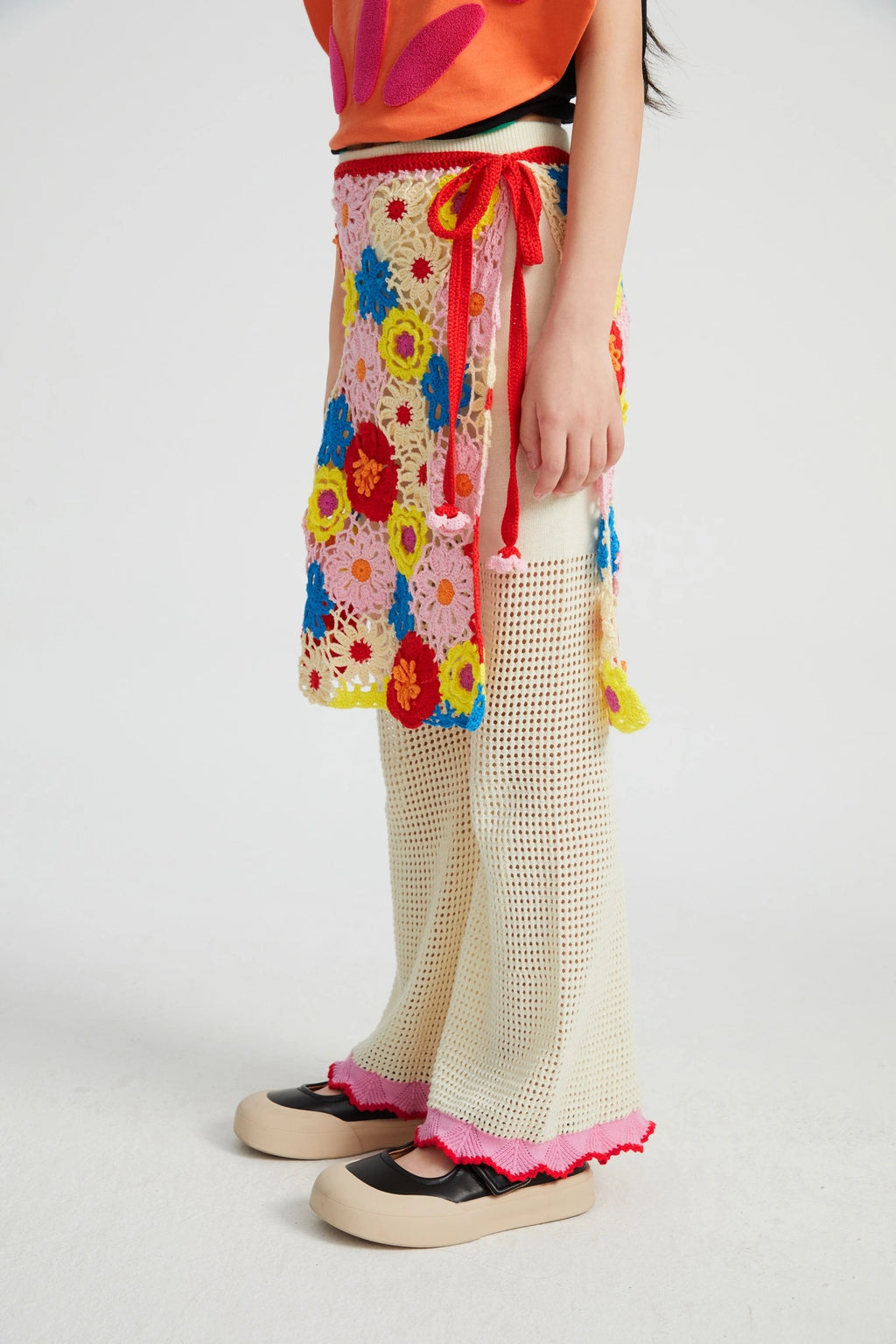 Poco Blush Camellia Lace Flare Pants