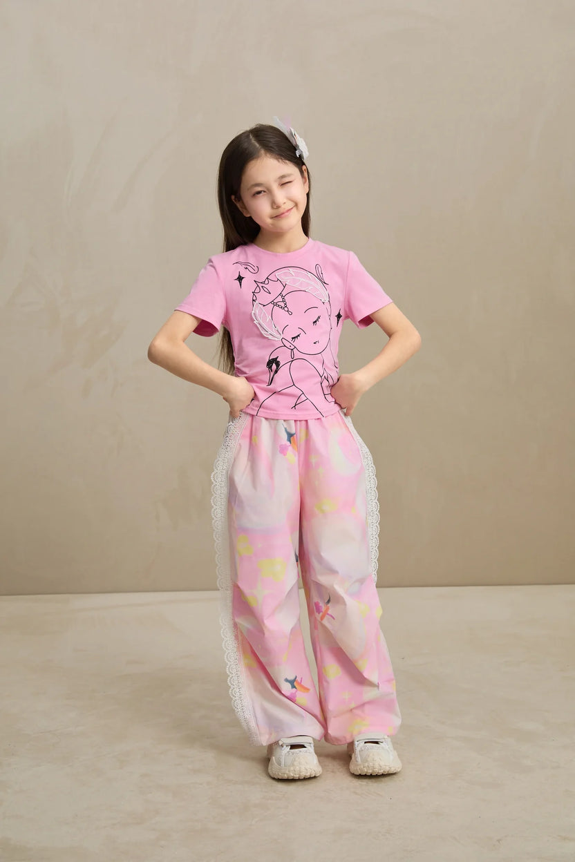 Swan Dream Parachute Pants with Lace Panels by Poco Blush, image 8