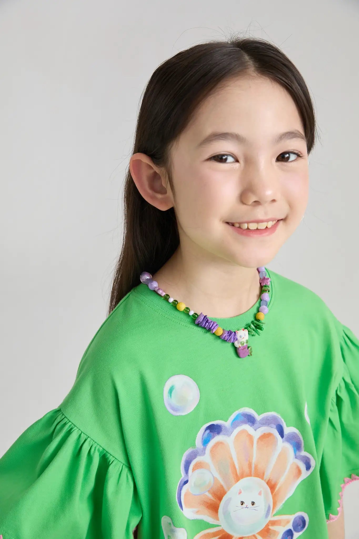 Poco Blush Mermaid Cat Shell Charm Bracelet and Necklace Set